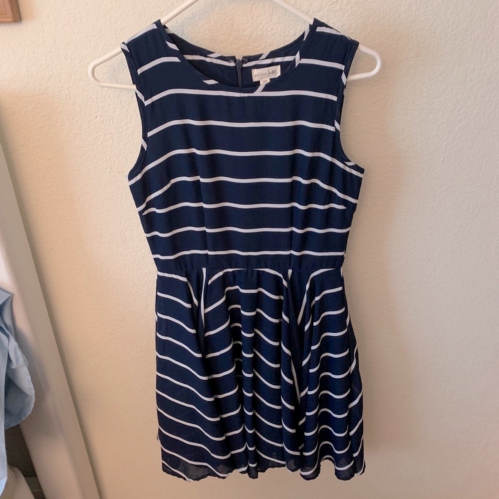 Navy Striped Mini Dress